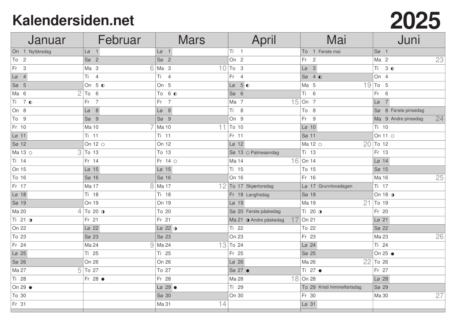 Kalender 2025